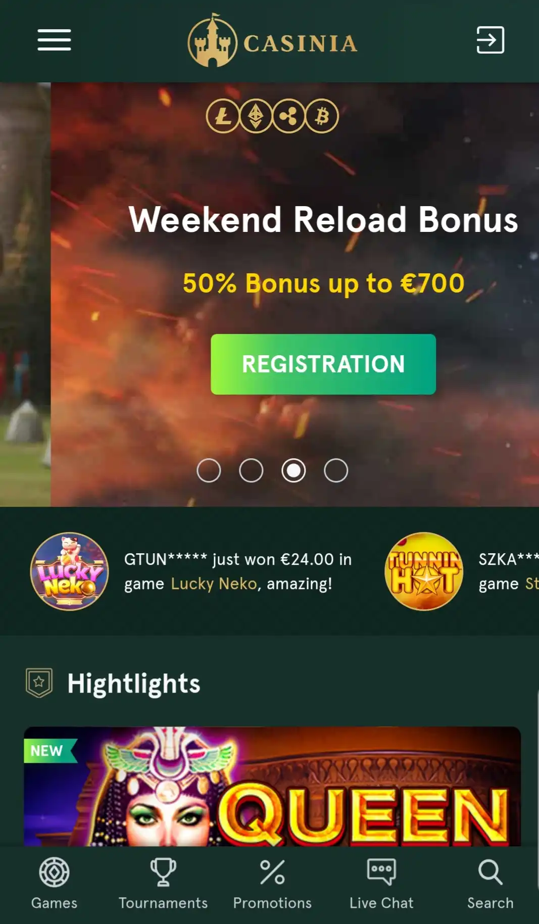 Casinia Casino Mobile Review