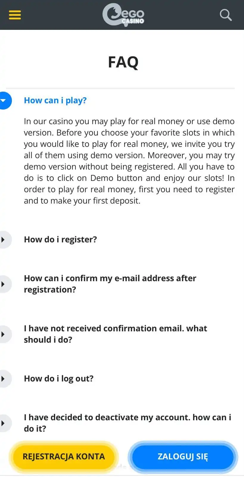 Ego Casino Mobile Review