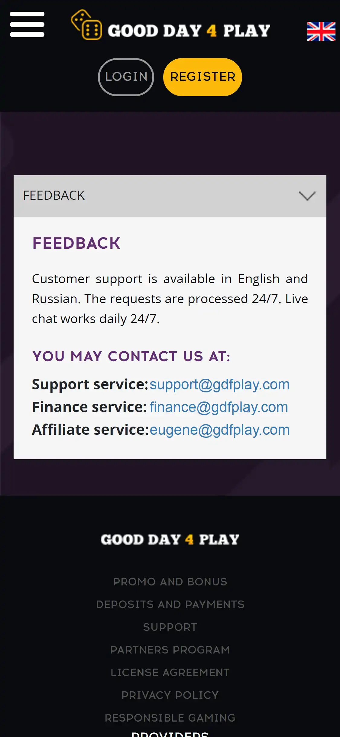 Good Day 4 Play Casino Mobile Support Review