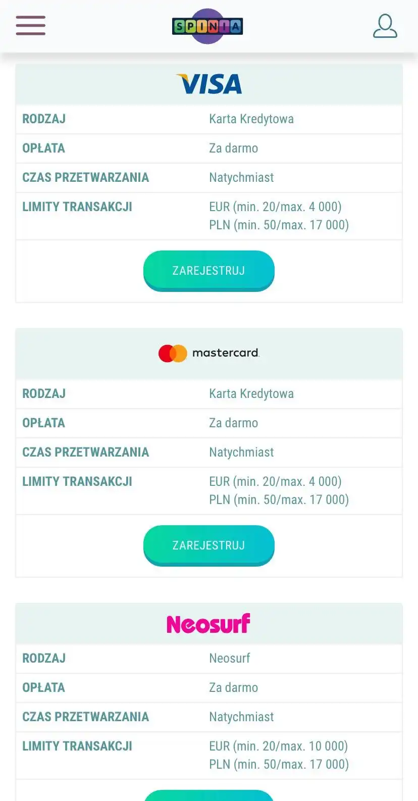Spinia Casino Mobile Review