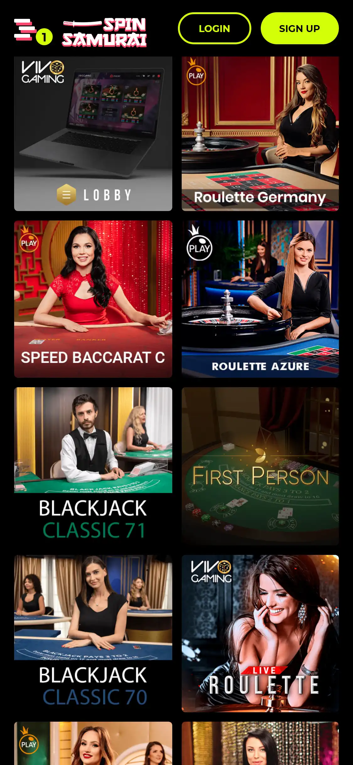 Spin Samurai Mobile Live Dealer Games Review