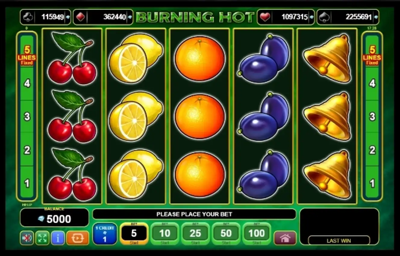 Reels in Burning Hot Slot Game by Amusnet